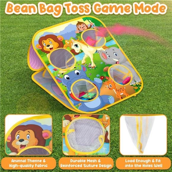 BeanBag Toss Game Kids Outdoor Toys,DoubleSided Foldable Cornhole Board Backyard - Picture 2 of 6
